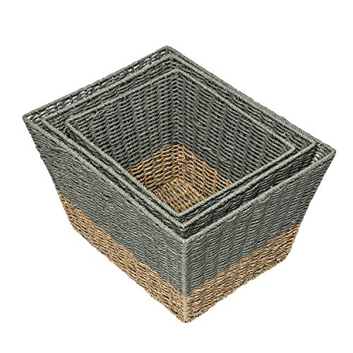 Honey-Can-Do STO-08401 Baskets, Natural, Blue/Grey