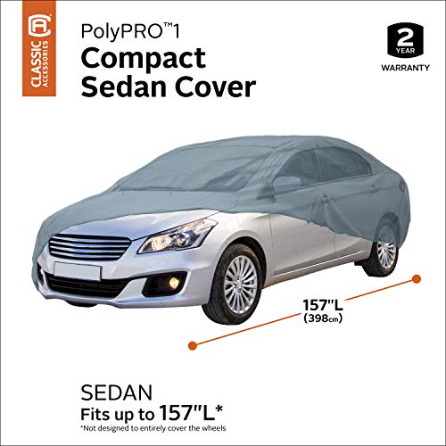Classic Accessories - 10-115-251001-RT Over Drive PolyPRO 1 Compact Sedan Car Cover, Fits Cars up to 13&