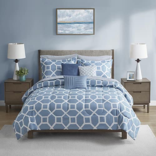 Beautyrest Polyester Printed 10-Piece Comforter Set with Blue BR9144409622-17
