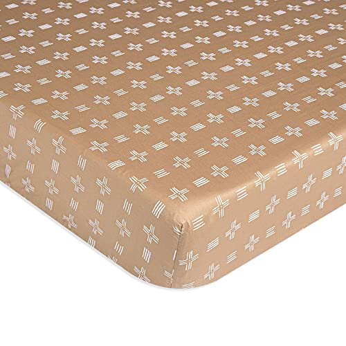 Crane Baby Soft Cotton Crib Mattress Sheet, Fitted Crib Sheet for Boys and Girls, Copper Dash, 28”w x 52”h x 9”d, Multicolor, Small Single