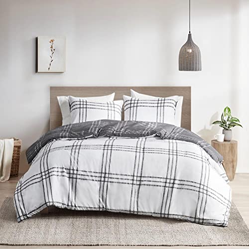 Clean Spaces Polyester Printed Duvet Set with White and Gray Finish CSP12-1487