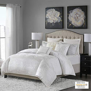 Madison Park Signature Hollywood Glam Luxurious Jacquard Oversized and Overfilled Comforter Set, Matching, Euro Shams