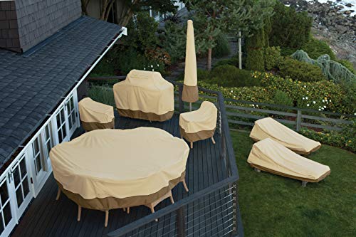 Classic Accessories Veranda Water-Resistant 94 Inch Round Patio Table & Chair Set Cover, Outdoor Table Cover