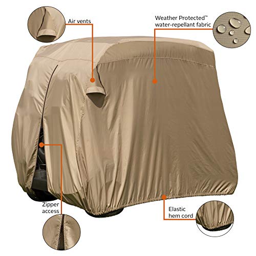 Classic Accessories Fairway Golf Cart Easy-On Cover, 2-Person, Tan