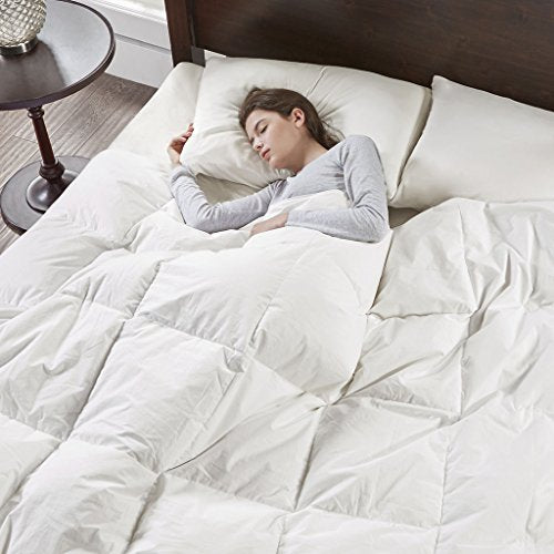 True North by Sleep Philosophy Oversized Quilted Down Comforter Cotton Percale Cover Downproof, Feather Blend Duvet Insert, Modern Luxe All Season Bed Set, Full/Queen, Light Warm