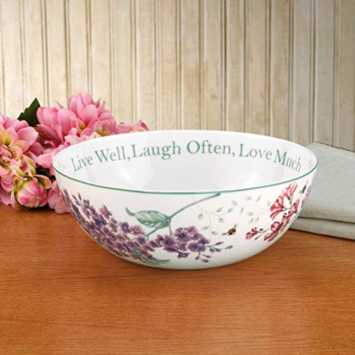 Lenox Butterfly Meadow "Live Well, Laugh Often, Love Much" Serving Bowl, White