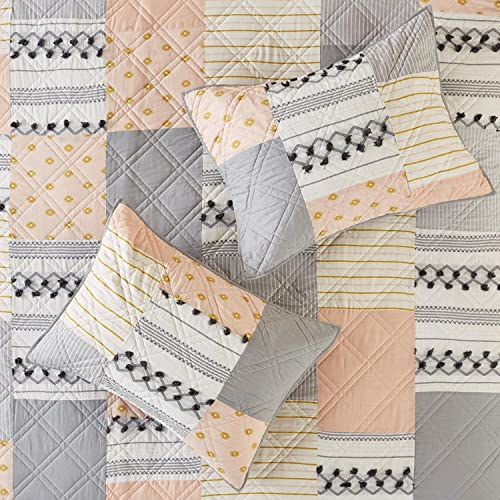 Madison Park Shabby Chic ANI Cotton Coverlet Set with Blush and Gray MP13-7369