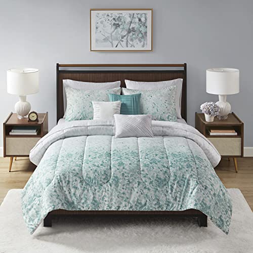Beautyrest Polyester Printed 10-Piece Comforter Set with Teal BR9144409622-09