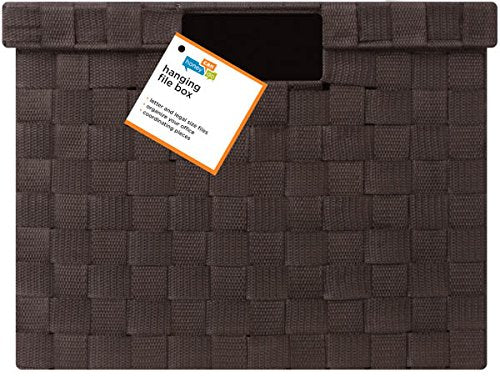 Honey-Can-Do OFC-03709 14 by 17.75 by 10.75-Inch Double Woven File Box with Lid and Handles, Large, Espresso Brown