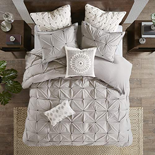 Sofia Cotton Modern Accent Throw Pillow , asual Embroidered Square Fashion Decorative Pillow , 20X20 , Grey