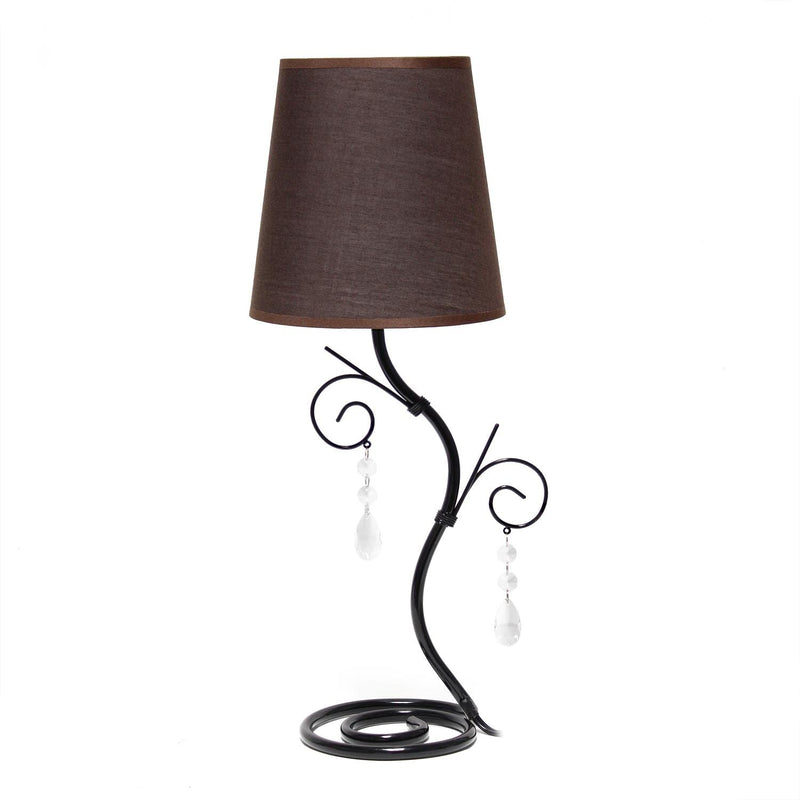 Creekwood Home Priva 19" Contemporary Metal Winding Ivy Table Desk Lamp with Brown Fabric Shade for Home Décor, Bedroom, Living Room, Dining Room, Foyer