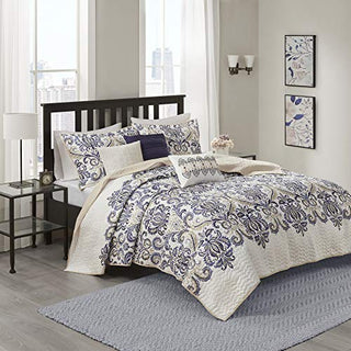 Madison Park Quilt Traditional Damask Design All Season, Lightweight Coverlet Bedspread Bedding Set, Matching Shams