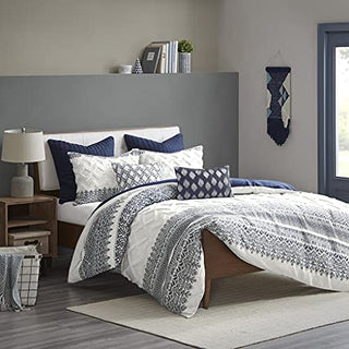 Shabby Chic Cotton Printed Duvet Cover Set with Chenille