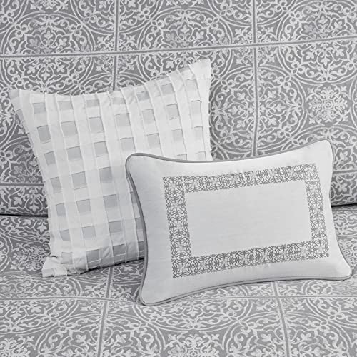 MADISON PARK SIGNATURE Jacquard 8 Piece Comforter Set in Grey Finish MPS10-486