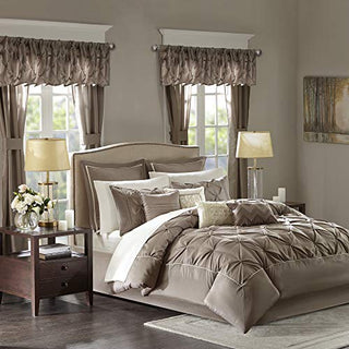 Madison Park Essentials Room in a Bag Faux Silk Comforter Set-Luxe Diamond Tufting All Season Bedding