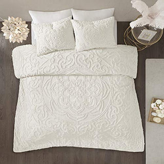 Madison Park Laetitia Comforter Bohemian Tufted Cotton Chenille, Medallion Shabby Chic All Season Down Alternative Bed