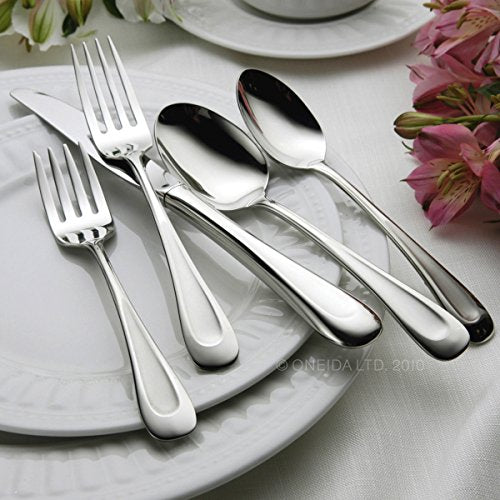 Oneida Satin Sand Dune Everyday Dinner Forks, Set of 4, 18/0 Stainless Steel, Silverware Set, Dishwasher Safe