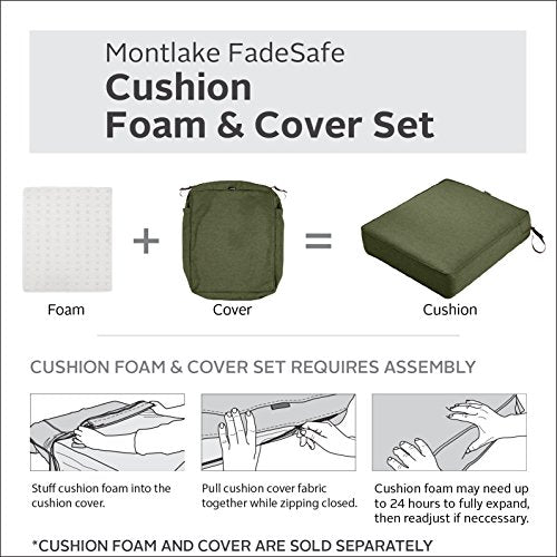 Classic Accessories Montlake FadeSafe Water-Resistant 19 x 20 x 4 Inch Outdoor Back Cushion Slip Cover, Patio Furniture Cushion Cover, Heather Fern Green