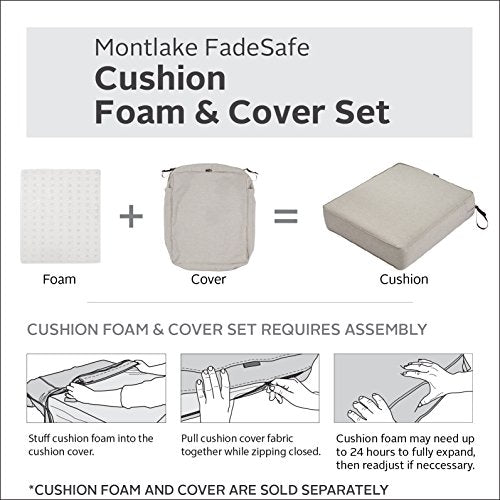 Classic Accessories Montlake FadeSafe Water-Resistant 19 x 20 x 4 Inch Outdoor Back Cushion Slip Cover, Patio Furniture Cushion Cover, Heather Grey, Patio Furniture Cushion Covers