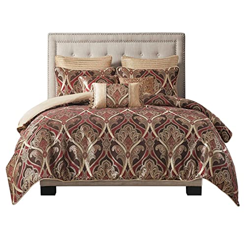 MADISON PARK SIGNATURE 9-Pcs Jacquard Comforter Set with Red Finish MPS10-489