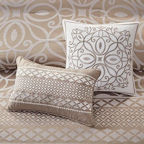 Madison Park Polyester 7 Pieces Jacquard Comforter Set with Taupe MP10-7711