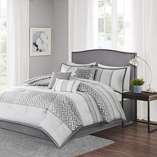 Madison Park Luxury Comforter Set-Traditional Jacquard Design All Season Down Alternative Bedding, Matching Bedskirt