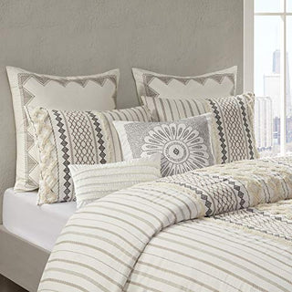 100% Cotton Comforter Mid Century Modern Design All Season Bedding Set, Matching Shams, Full/Queen(88"x92"), Imani