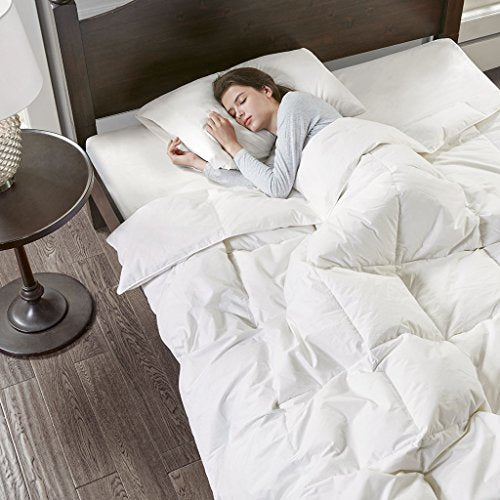 True North by Sleep Philosophy Oversized Quilted Down Comforter Cotton Percale Cover Downproof, Feather Blend Duvet Insert, Modern Luxe All Season Bed Set, King, Light Warm