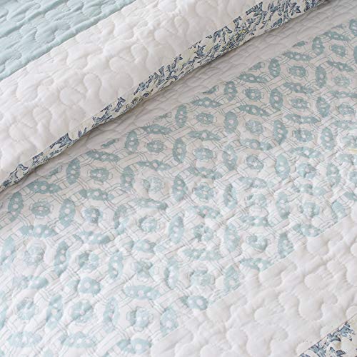 Madison Park MP13-2802 Dawn 6 Piece Cotton Percale Quilted Coverlet Set, Dawn Blue