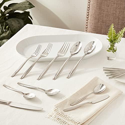Oneida Camlynn Mirror 45 Piece Casual Flatware Set, 18/0 Stainless, Service for 8,Silver