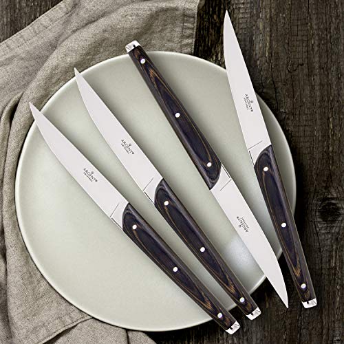 Hampton Forge Epigram Clevedon Pakkawood Cutlery Set, 4 Pieces, Brown/SIlver
