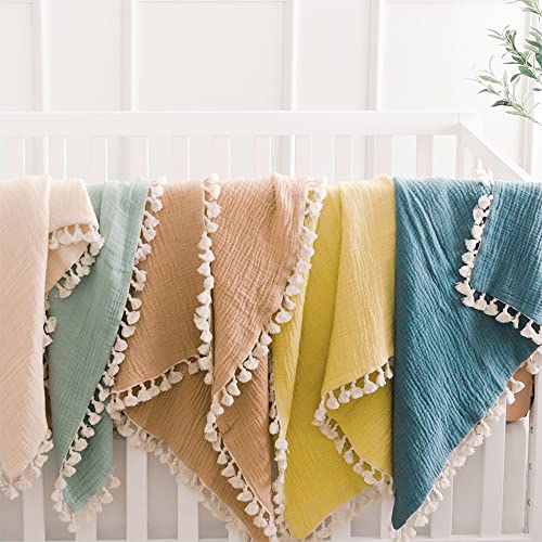 Crane Baby Muslin Swaddle Blanket, Soft Cotton Lightweight Nursery and Stroller Blanket for Baby Boys & Girls, Unisex Colors, 30" x 40"