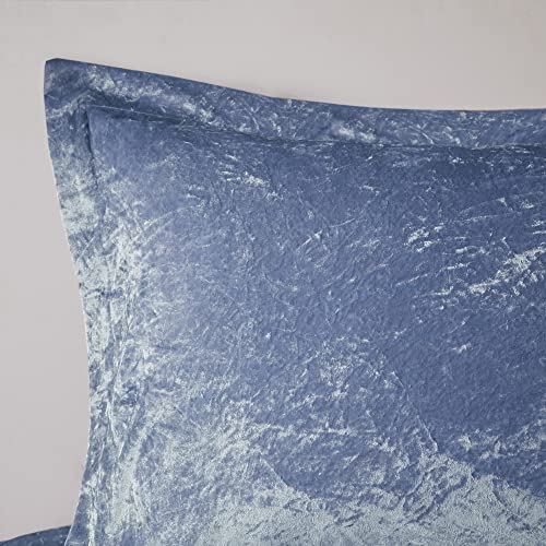 Intelligent Design Felicia Duvet Set Velvet Double Sided Diamond Quilting, Modern Glam, All Season Comforter Cover Bedding Set with Matching Sham,Decorative Pillow, King/Cal King(104"x90") Blue 4 Pcs