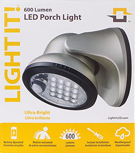 LIGHT IT! by Fulcrum, 20038-101 600L LED Porch Light, Silver, Single pack