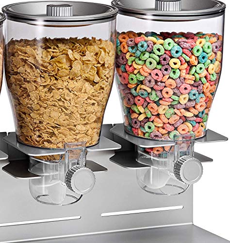 Honey-Can-Do Triple Canister Dry Food Cereal Dispenser, Stainless Steel