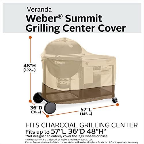 Classic Accessories Veranda Water-Resistant 57 Inch Charcoal BBQ Grill Cover for Weber Summit