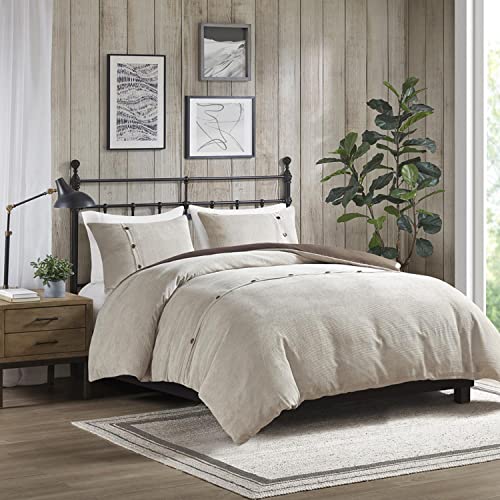 Madison Park 3 Piece Corduroy King Duvet Cover Set with Tan Finish MP12-8131