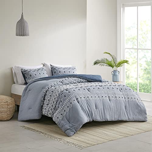 Beautyrest Apollo Oversized Comforter Set - Cationic Dye Seersucker Striped Bed Cover Design, Modern Down Alternative, All Season Bedding with Matching Shams, Full/Queen(92"x94") Ivory 3 Piece