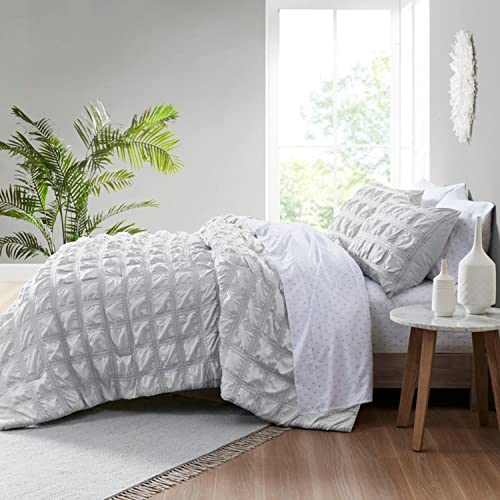 Clean Spaces Denver Polyester Solid 7-Pcs Comforter Set with Gray Finish
