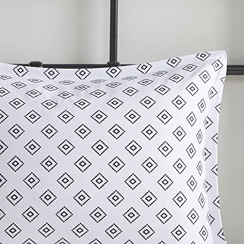 Intelligent Design Camila Reversible Comforter Set Trendy Geometric Diamond Print, Modern, Down Alternative All Season Bedding with Matching Sham, Twin/Twin XL Black/White 2 Piece