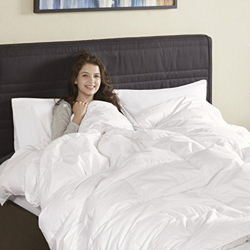 True North by Sleep Philosophy Oversized Quilted Down Comforter Cotton Percale Cover Downproof, Feather Blend Duvet Insert, Modern Luxe All Season Bed Set, Full/Queen, Extra Warm