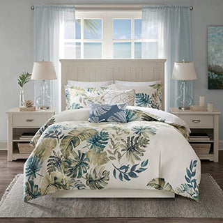 Harbor House Cotton Duvet Set - Coastal, Beach Cottage Design, All Season, Breathable Comforter Cover Tropical Bedding