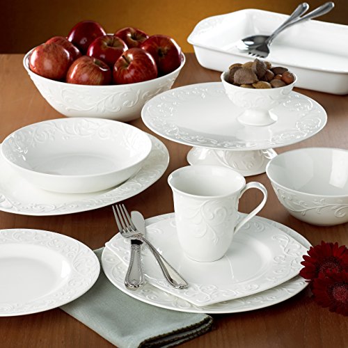 Lenox Opal Innocence Carved 4-Piece Place Setting, 4.95 LB, White