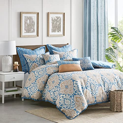 MADISON PARK SIGNATURE 9-Pcs Jacquard Comforter Set with Blue Finish MPS10-491