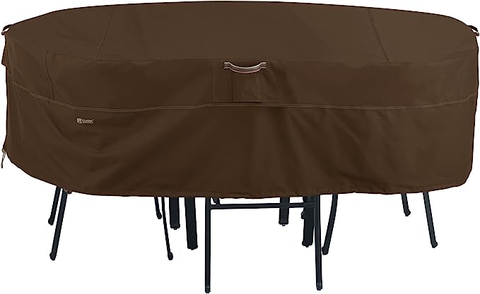 Classic Accessories Madrona Rainproof 88 Inch Rectangular/Oval Patio Table & Chair Set Cover