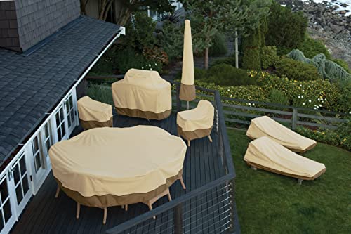 Classic Accessories Veranda Water-Resistant 108 Inch Round Patio Table & Chair Set Cover, Outdoor Table Cover