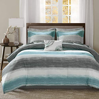 Comforter Set Bed-in-a-Bag Ultra Soft Down Alternative Hypoallergenic W/ Cotton Texture Printed Sheets All Season