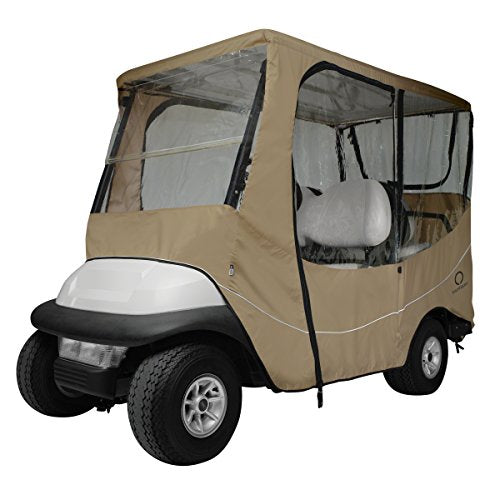 Classic Accessories Fairway Golf Cart Travel Enclosure, Khaki, Long Roof