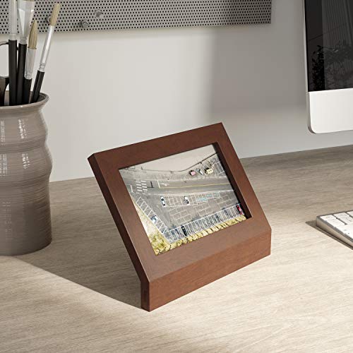 Umbra Podium Layered Angular Picture Frame for Desktop and Wall, 4"x6"(10.16x15.24cm), Walnut