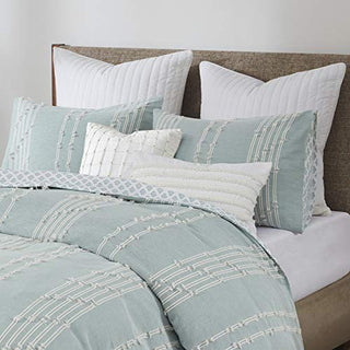 100% Cotton Comforter Set, Clipped Jacquard Design Diamond Print All Season Down Alternative Cozy Bedding with Matching